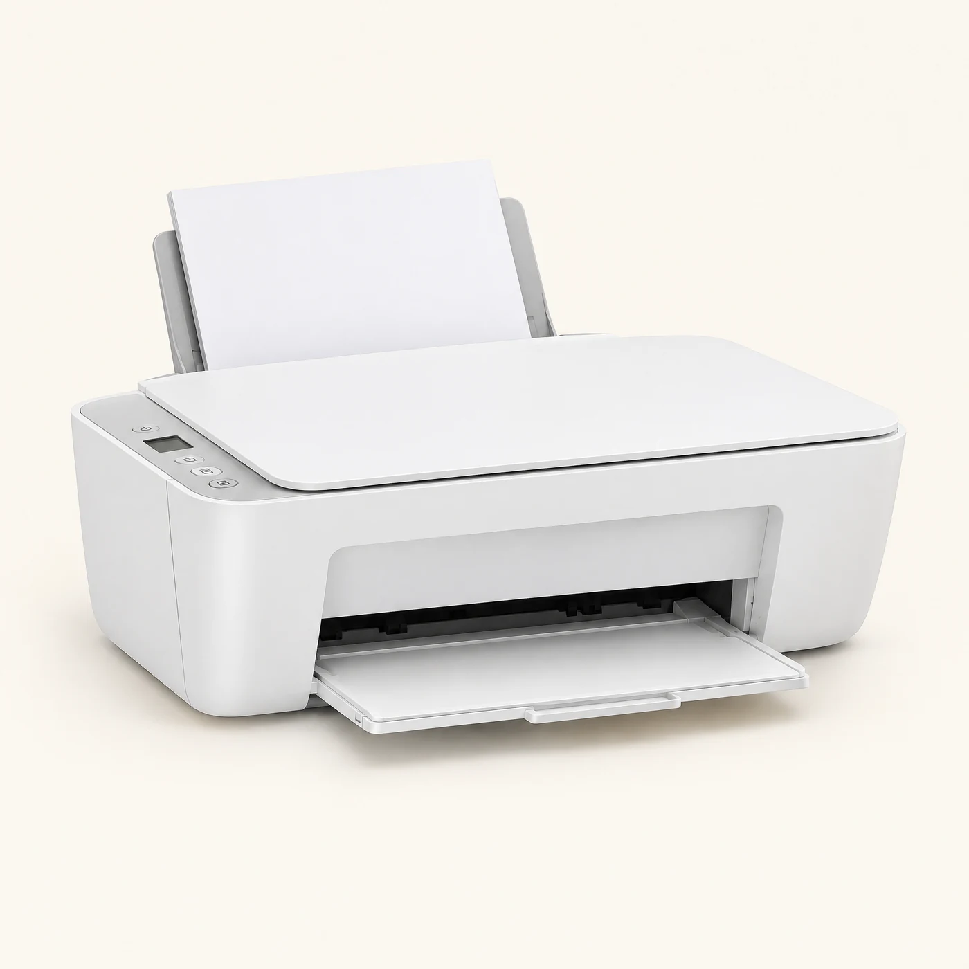 Illustrative unbranded view representing HP DeskJet 2855e Wireless All-in-One Color Inkjet Printer; refer to the exact model and SKU in this listing.
