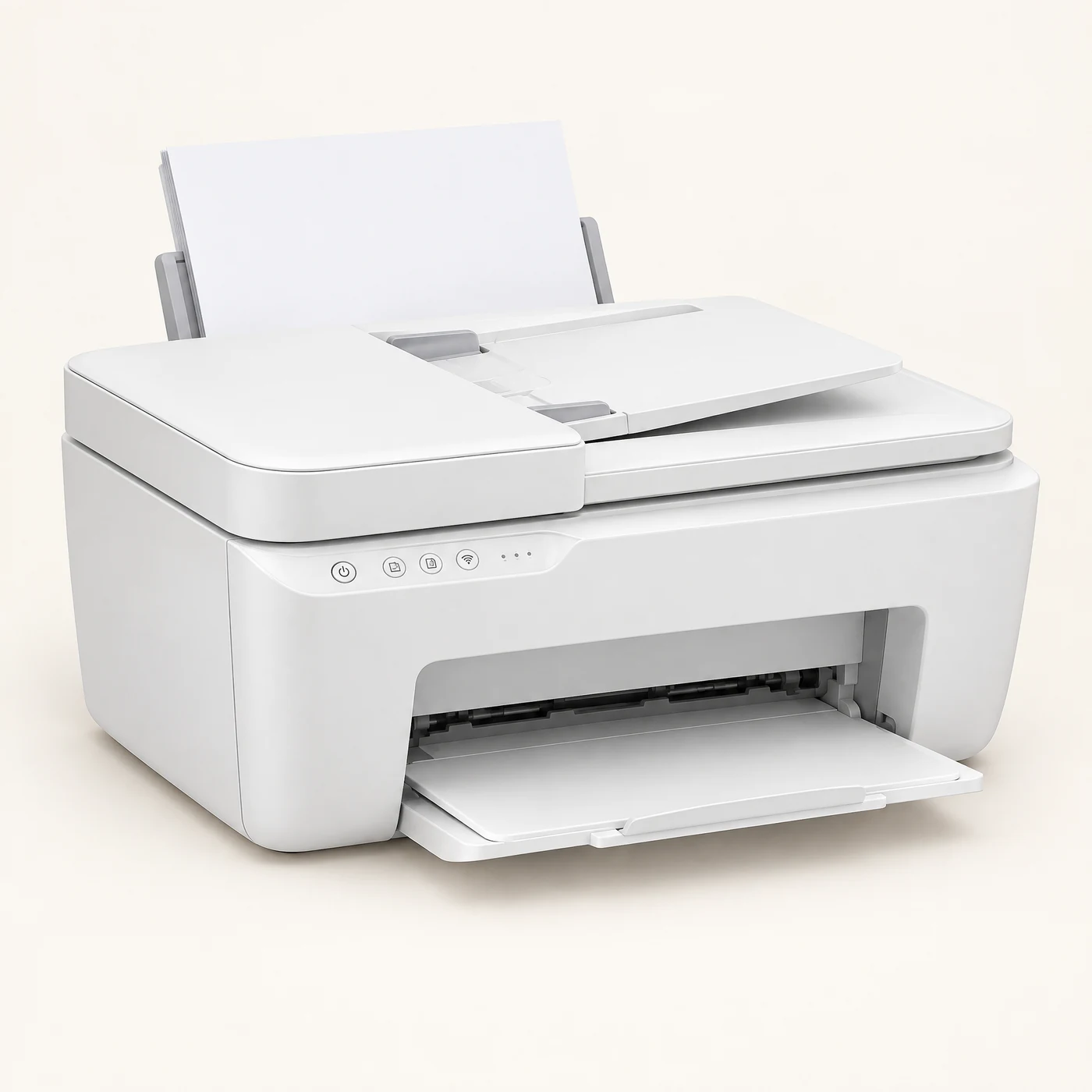 Illustrative unbranded view representing HP DeskJet 4227e Wireless All-in-One Color Inkjet Printer; refer to the exact model and SKU in this listing.