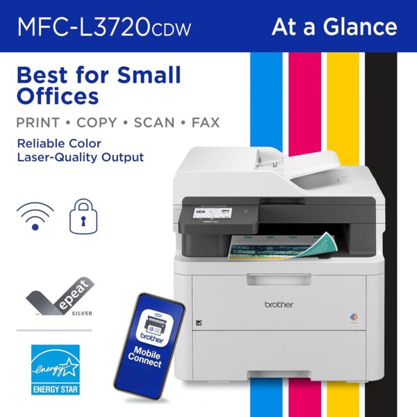 Brother Color Laser Printer All-in-One with Scanner, Copier and Fax – Professional Wireless Business Printer - Image 4