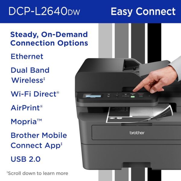 brother dcp l2640dw wireless compact monochrome multi function laser printer