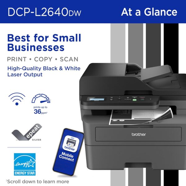 brother dcp l2640dw wireless compact monochrome multi function laser printer