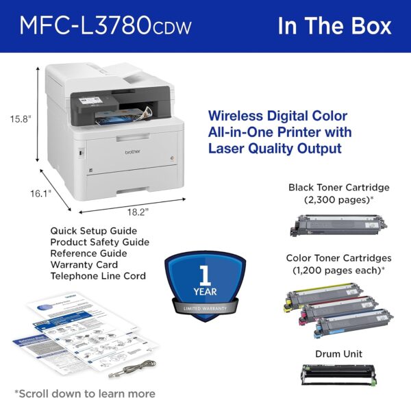 brother mfc l3780cdw wireless digital color all in one printer