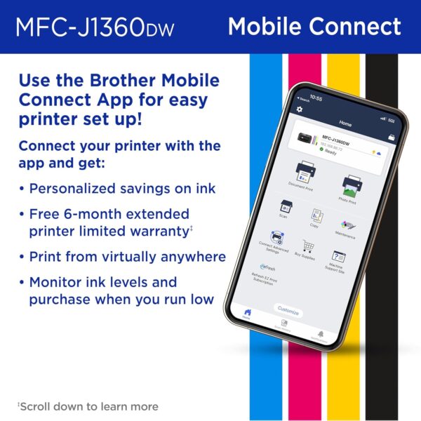brother work smart 1360 wireless color inkjet all in one printer