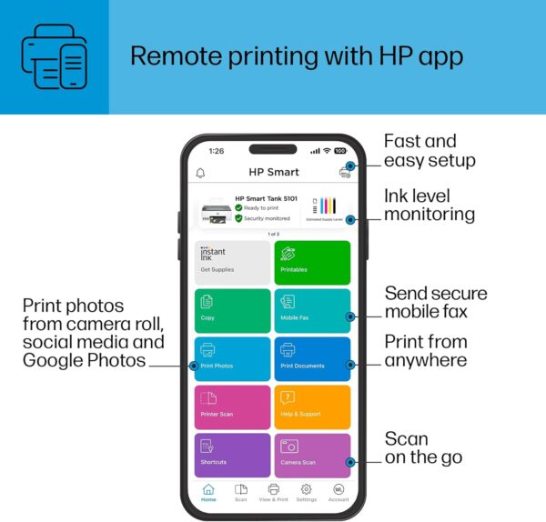 hp smart tank 5101 wireless all in one ink tank printer